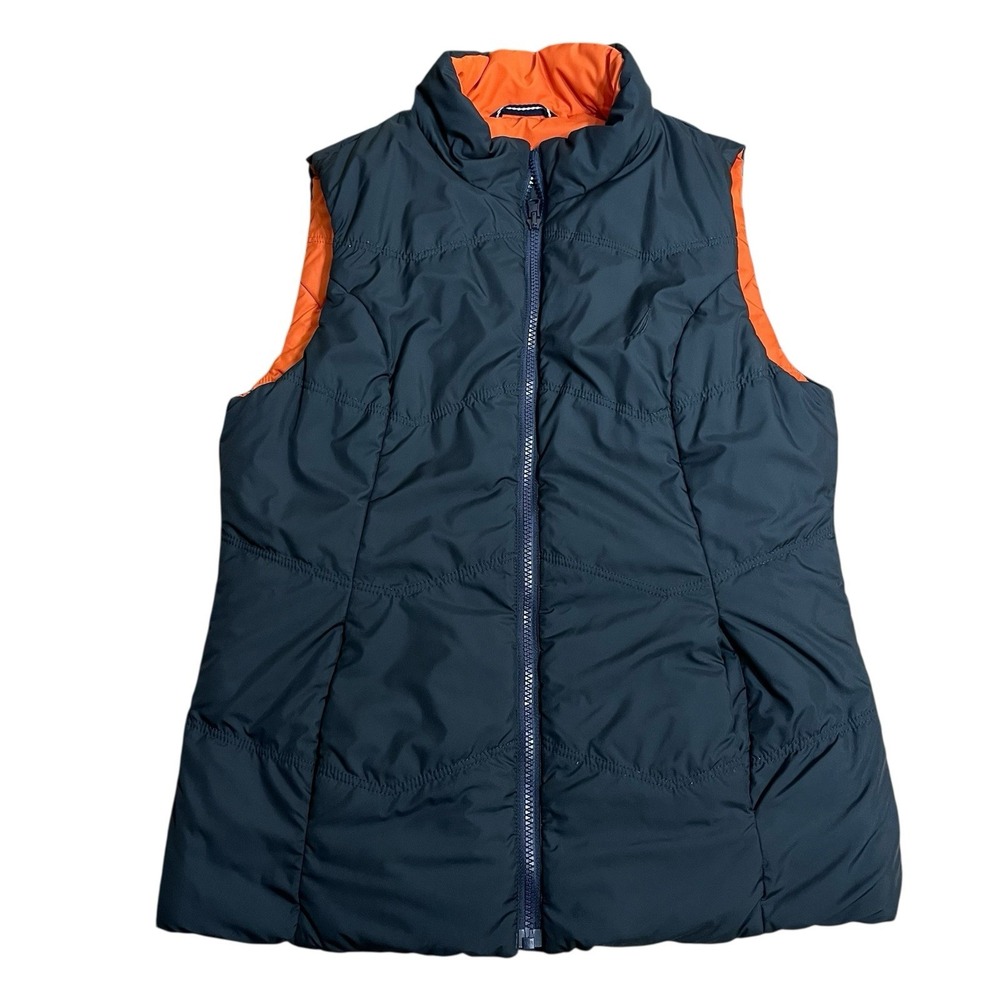 Nautica Youth Unisex Reversible Puffer Vest Orange Navy Full Zip Size M Utility - Picture 4 of 11